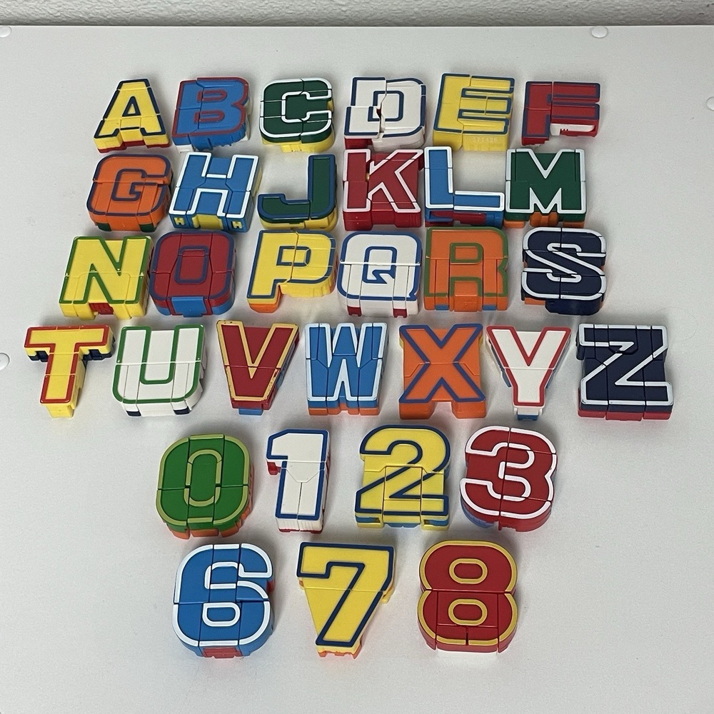 Alphabet‎ Robots Transforming Alphabots LOT of 32 Letters and Numbers